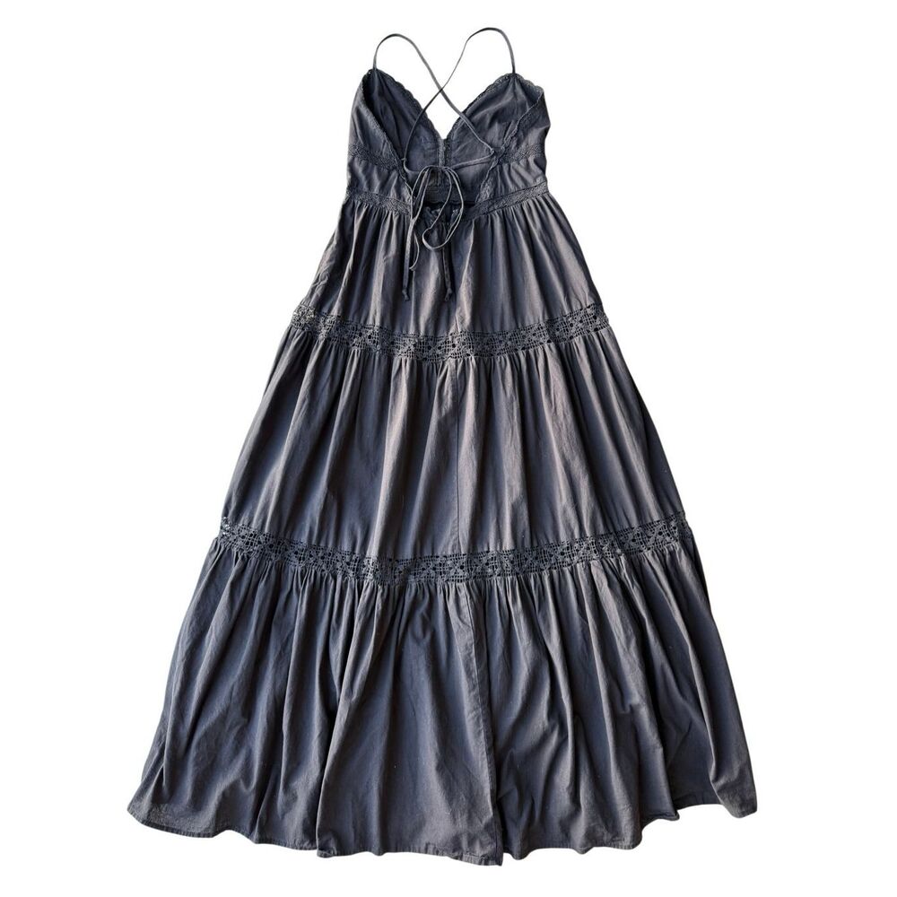 Francesca’s Audrey Parks Black Tiered Lace-Up Back Maxi Dress - Picture 3 of 9